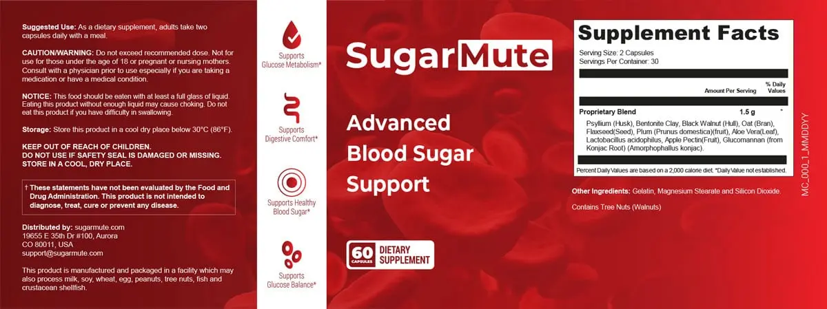 Sugarmute Supplement Label